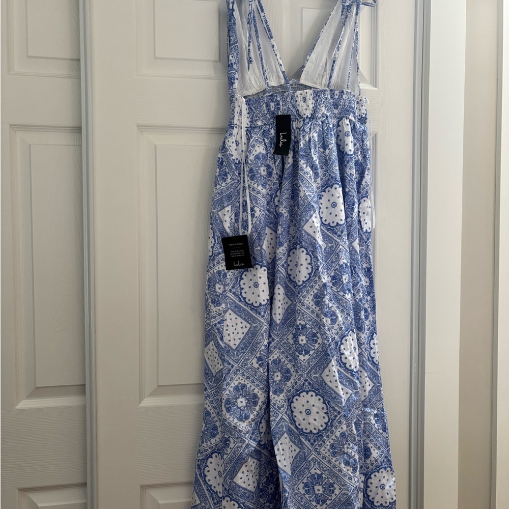 Lulu's Blue and White Sleeveless Maxi Sundress - Picture 4 of 7